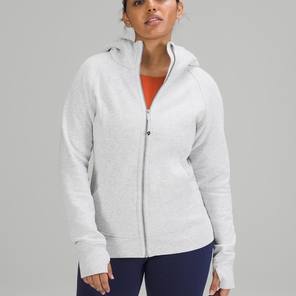 LuluLemon Scuba Hoodie Light Cotton Fleece Heathered Ultra Light Grey Size 6